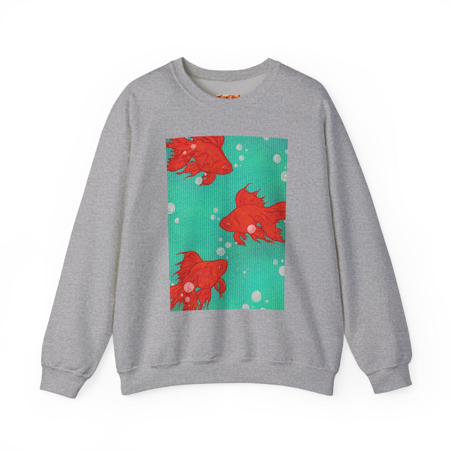Colorful Fish Graphic Crewneck Sweatshirt, Cozy Unisex Sweater, Fun Graphic Top, Ideal Gift for Fish Lovers, Casual Everyday Wear, Comfy Goldfish Crewneck