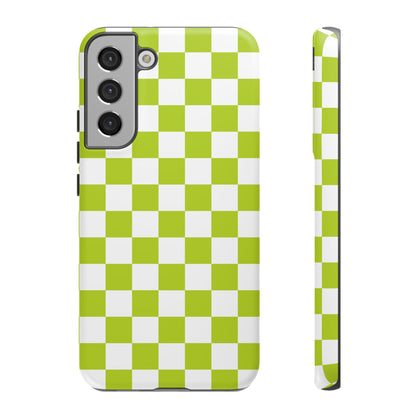 Lively Checker Pattern Phone Case | Tough Cases, Green Checkered Design, Unique Cell Phone Cover, Trendy Accessory, Gift Idea