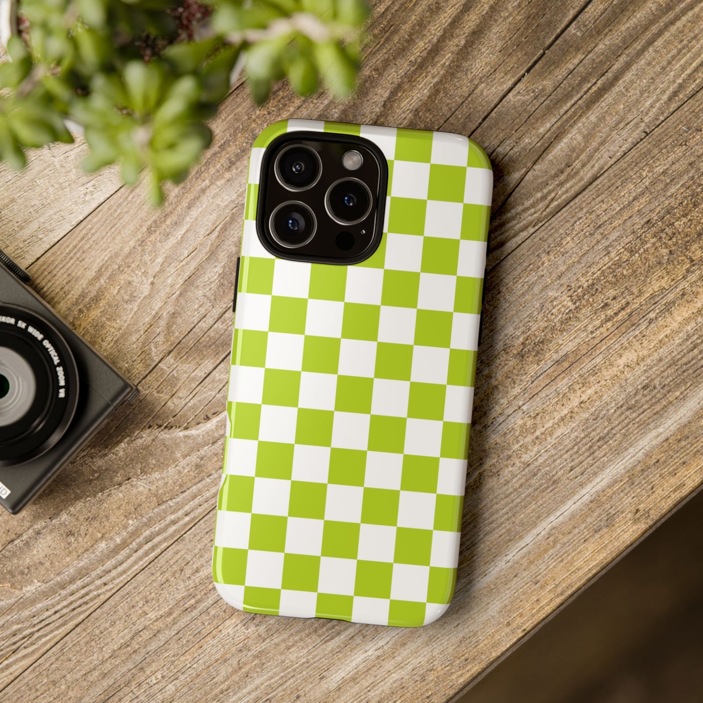Lively Checker Pattern Phone Case | Tough Cases, Green Checkered Design, Unique Cell Phone Cover, Trendy Accessory, Gift Idea