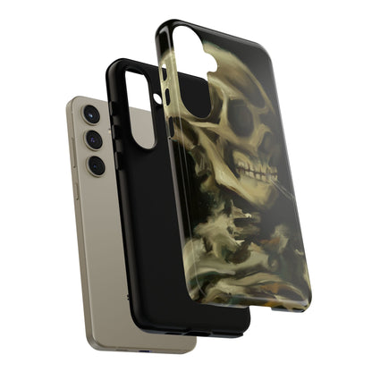 Skull Phone Case - Tough Cases, Macabre Style, Unique Accessories, Perfect for Halloween, Gothic Decor, Edgy Gift Idea | Van Gogh Reimagined, Abstract Twist on  Van Gogh's Skeleton with Burning Cigarette