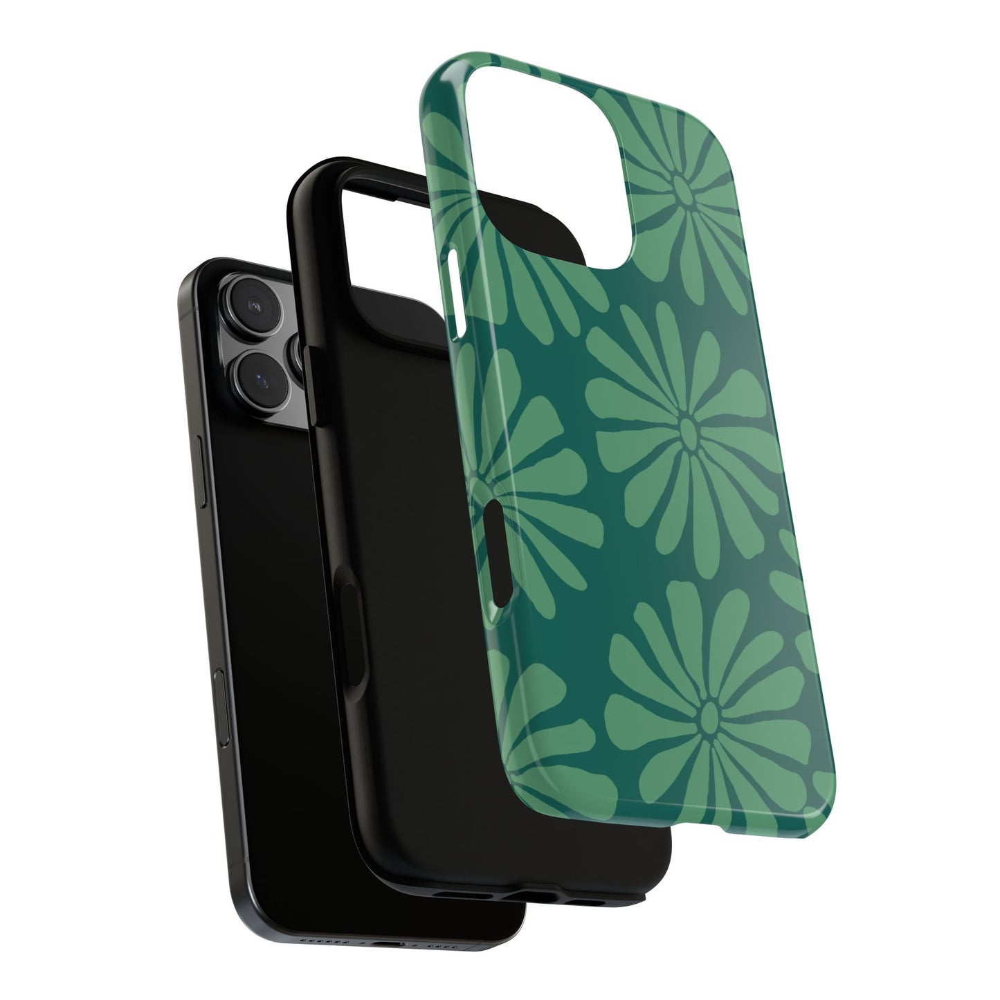 Stylish iPhone Case, Floral Phone Cover, Tough Phone Cases, Green Daisy Design, Unique Gift for Her, Spring Accessories