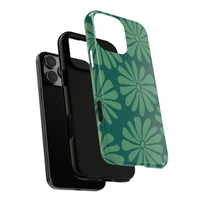Stylish iPhone Case, Floral Phone Cover, Tough Phone Cases, Green Daisy Design, Unique Gift for Her, Spring Accessories