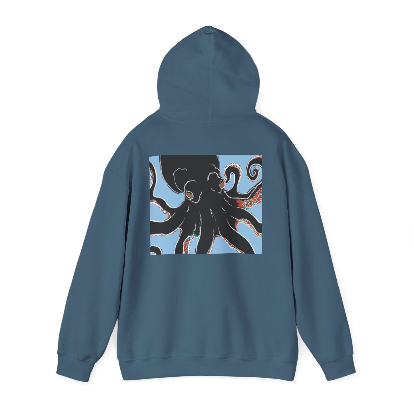 Zen Frog Octopus Unisex Heavy Blend Hooded Sweatshirt, Cozy Graphic Hoodie, Gift for Ocean Lovers, Unique Casual Wear, Relaxed Style