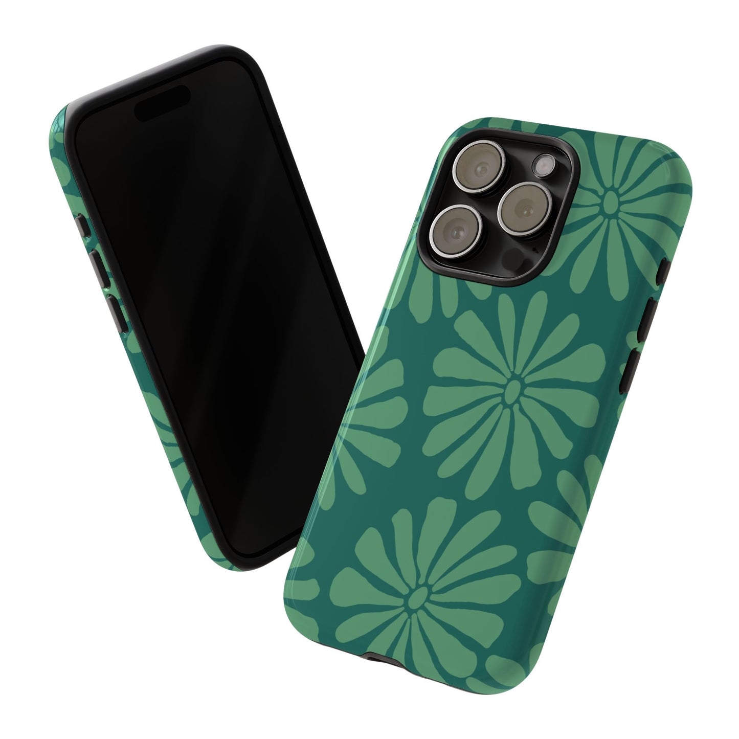 Stylish iPhone Case, Floral Phone Cover, Tough Phone Cases, Green Daisy Design, Unique Gift for Her, Spring Accessories
