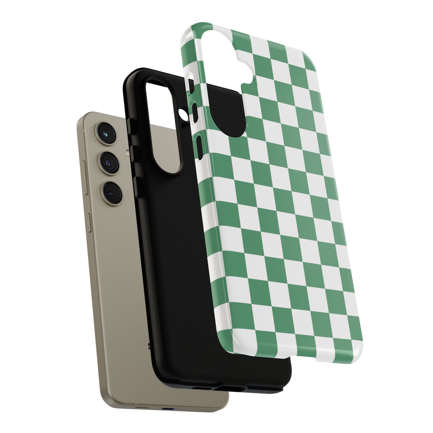 Stylish Phone Case - Green Checker Print, Trendy Phone Cover, Unique Gift, Modern Accessories, Eco-Friendly Case