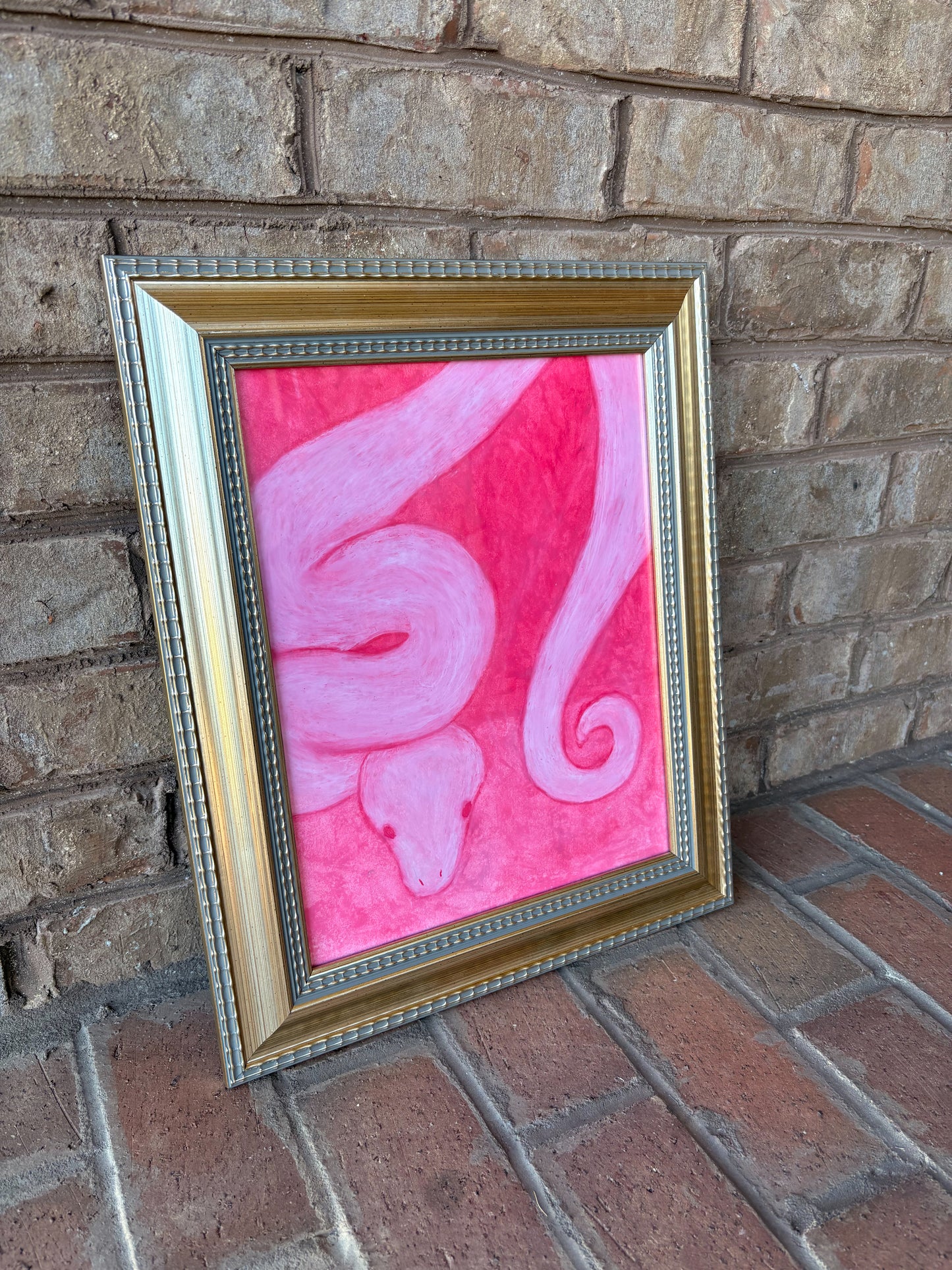 “Coiled in Rosé” — Original 11x14 Oil Pastel Artwork