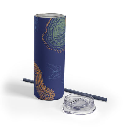 Boho Abstract Art Tumbler, 20oz Skinny Travel Mug, Stylish Drinkware for Camping, Gifts for Her, Home Decor