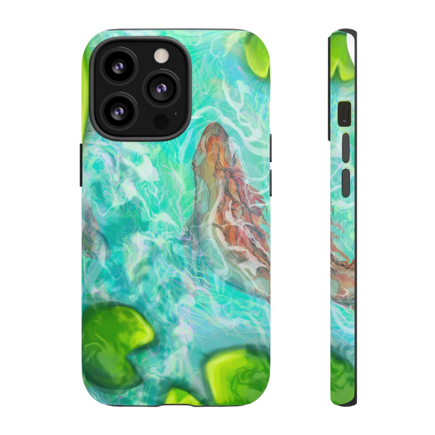 Watercolor Phone Case, Nature Lover Gift, Tough Phone Cover, Phone Accessory, Unique Design for Spring/Summer, Lily Pad, Fish Pond
