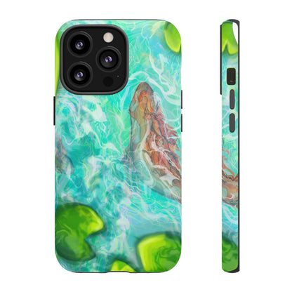 Watercolor Phone Case, Nature Lover Gift, Tough Phone Cover, Phone Accessory, Unique Design for Spring/Summer, Lily Pad, Fish Pond