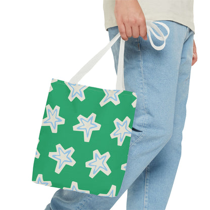Starry Green AOP Tote Bag | Stylish Grocery Tote, Eco-Friendly Bag, Beach Bag, Weekend Getaway, Custom Design
