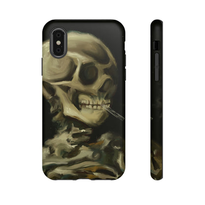 Skull Phone Case - Tough Cases, Macabre Style, Unique Accessories, Perfect for Halloween, Gothic Decor, Edgy Gift Idea | Van Gogh Reimagined, Abstract Twist on  Van Gogh's Skeleton with Burning Cigarette