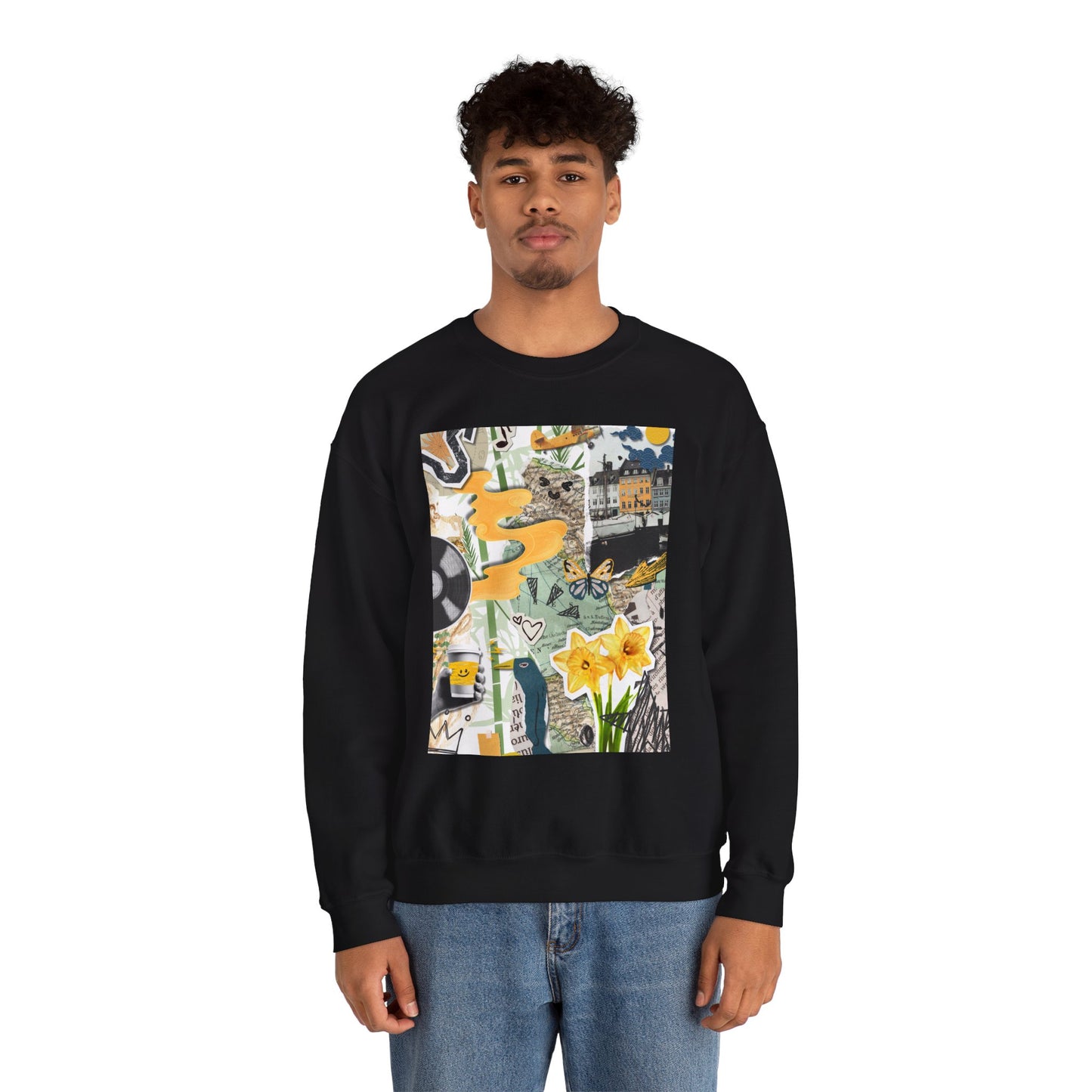 Vibrant Art Sweatshirt for Creatives, Cozy Fall Layering, Gift for Artists, Unique Graphic Pullovers, Casual Everyday Wear, Abstract, Vintage, Collage, Crewneck, Cool Hoodies