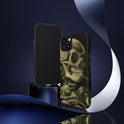 Skull Phone Case - Tough Cases, Macabre Style, Unique Accessories, Perfect for Halloween, Gothic Decor, Edgy Gift Idea | Van Gogh Reimagined, Abstract Twist on  Van Gogh's Skeleton with Burning Cigarette