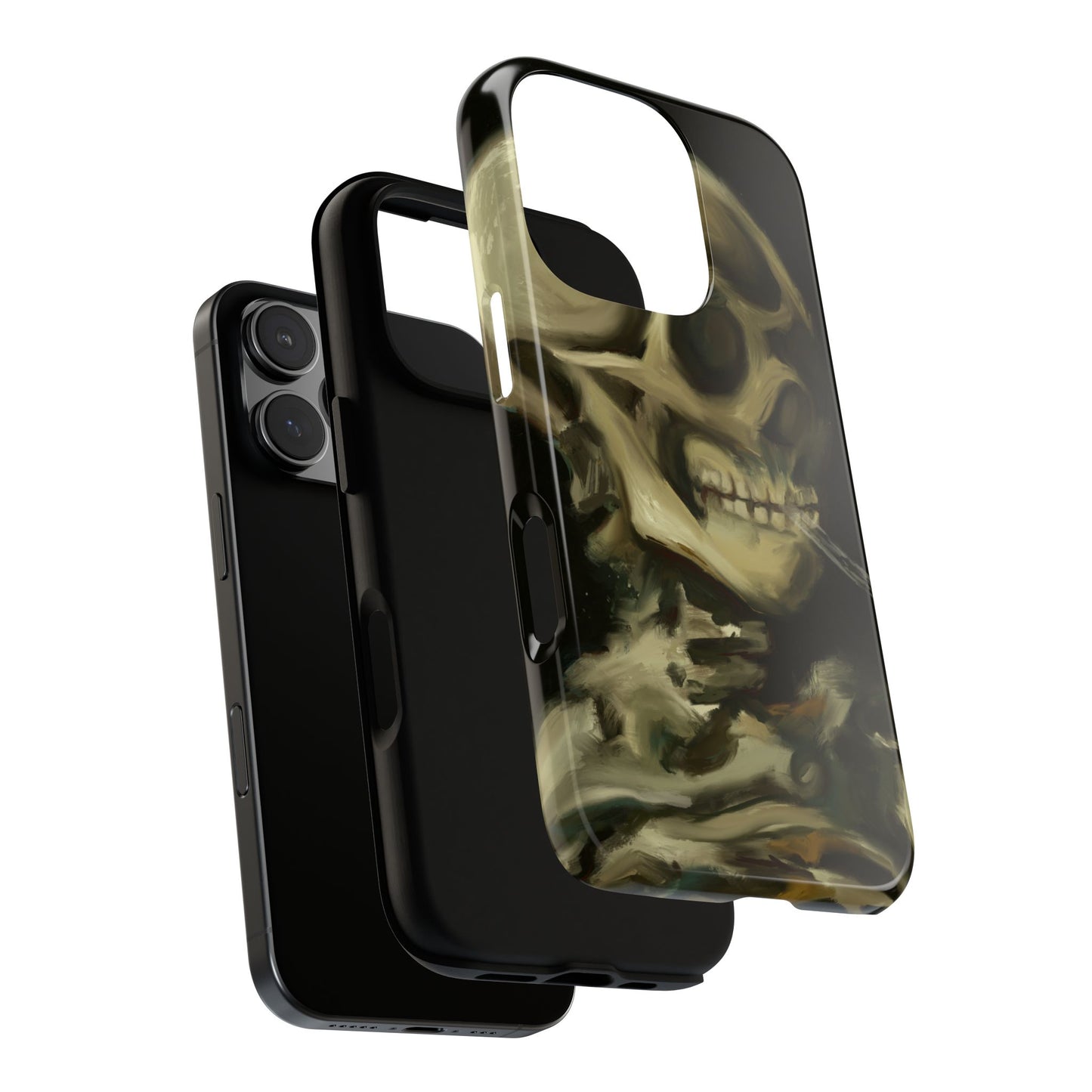 Skull Phone Case - Tough Cases, Macabre Style, Unique Accessories, Perfect for Halloween, Gothic Decor, Edgy Gift Idea | Van Gogh Reimagined, Abstract Twist on  Van Gogh's Skeleton with Burning Cigarette