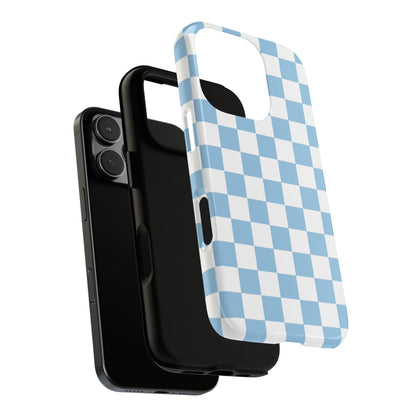 Blue Checkered Phone Case, Tough Phone Cover, Stylish Mobile Protector, Unique Gift for Him/Her, Trendy Accessories for Holidays