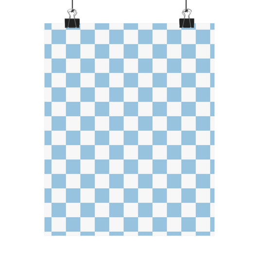 Blue Checkered Matte Vertical Posters, Vintage Home Decor, Wall Art, Aesthetic Room Decoration, Gift for Friends, Nursery Art