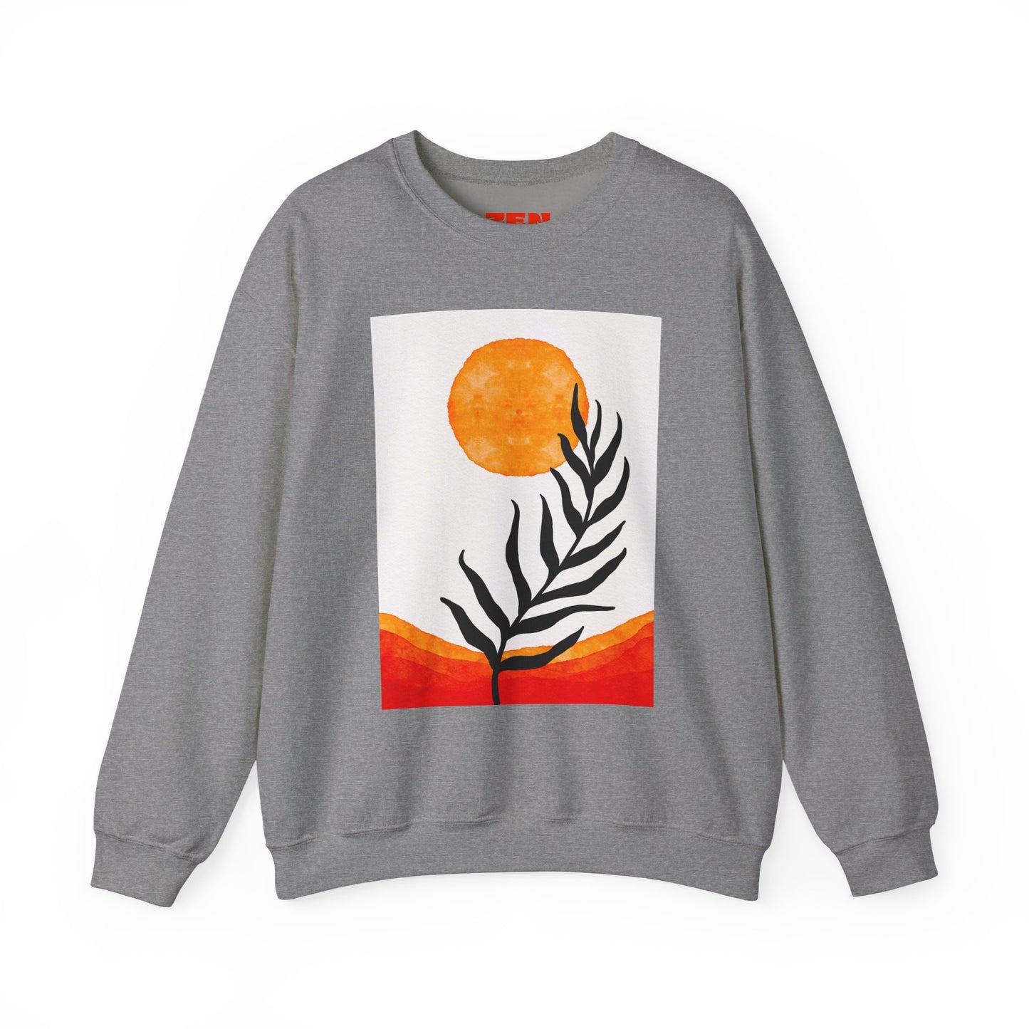 Bohemian Sun & Leaf Crewneck Sweatshirt, Cozy Unisex Sweatshirt, Nature-Inspired Apparel, Fall Fashion, Gift for Nature Lovers