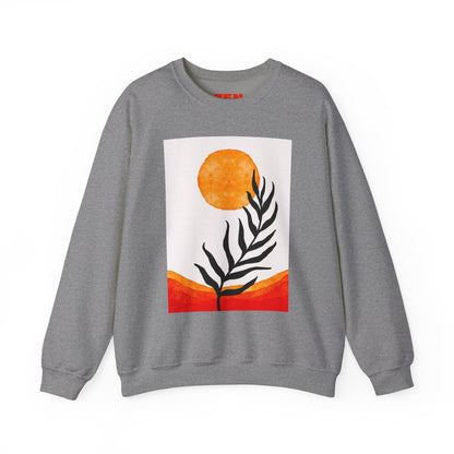 Bohemian Sun & Leaf Crewneck Sweatshirt, Cozy Unisex Sweatshirt, Nature-Inspired Apparel, Fall Fashion, Gift for Nature Lovers