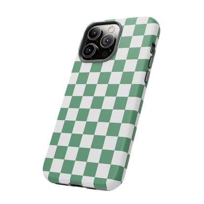 Stylish Phone Case - Green Checker Print, Trendy Phone Cover, Unique Gift, Modern Accessories, Eco-Friendly Case