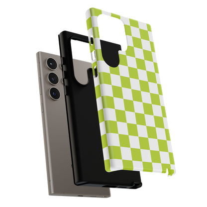 Lively Checker Pattern Phone Case | Tough Cases, Green Checkered Design, Unique Cell Phone Cover, Trendy Accessory, Gift Idea