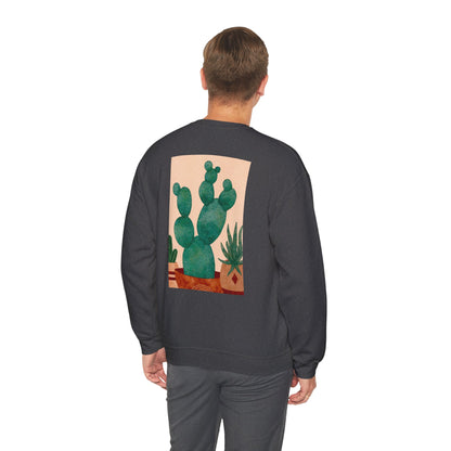 Cactus Art Crewneck Sweatshirt - Cozy unisex pullover, perfect for plant lovers, everyday wear, gifts for him/her, and casual outings