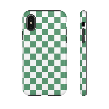 Stylish Phone Case - Green Checker Print, Trendy Phone Cover, Unique Gift, Modern Accessories, Eco-Friendly Case