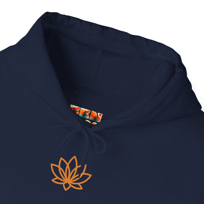 Serene Adventure Hoodie with Lotus Design, Eco-Friendly Sweatshirt for Outdoors, Yoga, Surfing, Beach Days, Mindfulness, Gift for Her, Gift for Him, Kayak Sweatshirt, Outdoor Designs