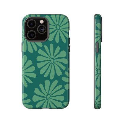 Stylish iPhone Case, Floral Phone Cover, Tough Phone Cases, Green Daisy Design, Unique Gift for Her, Spring Accessories