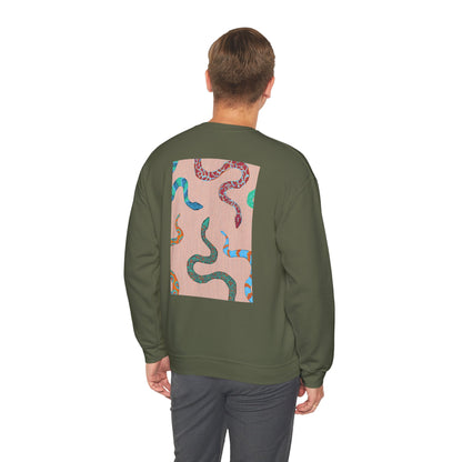 Funky Snake Unisex Crewneck Sweatshirt, Cozy Apparel, Unique Gift, Snake Art, Relaxed Style, Perfect for Casual Outings