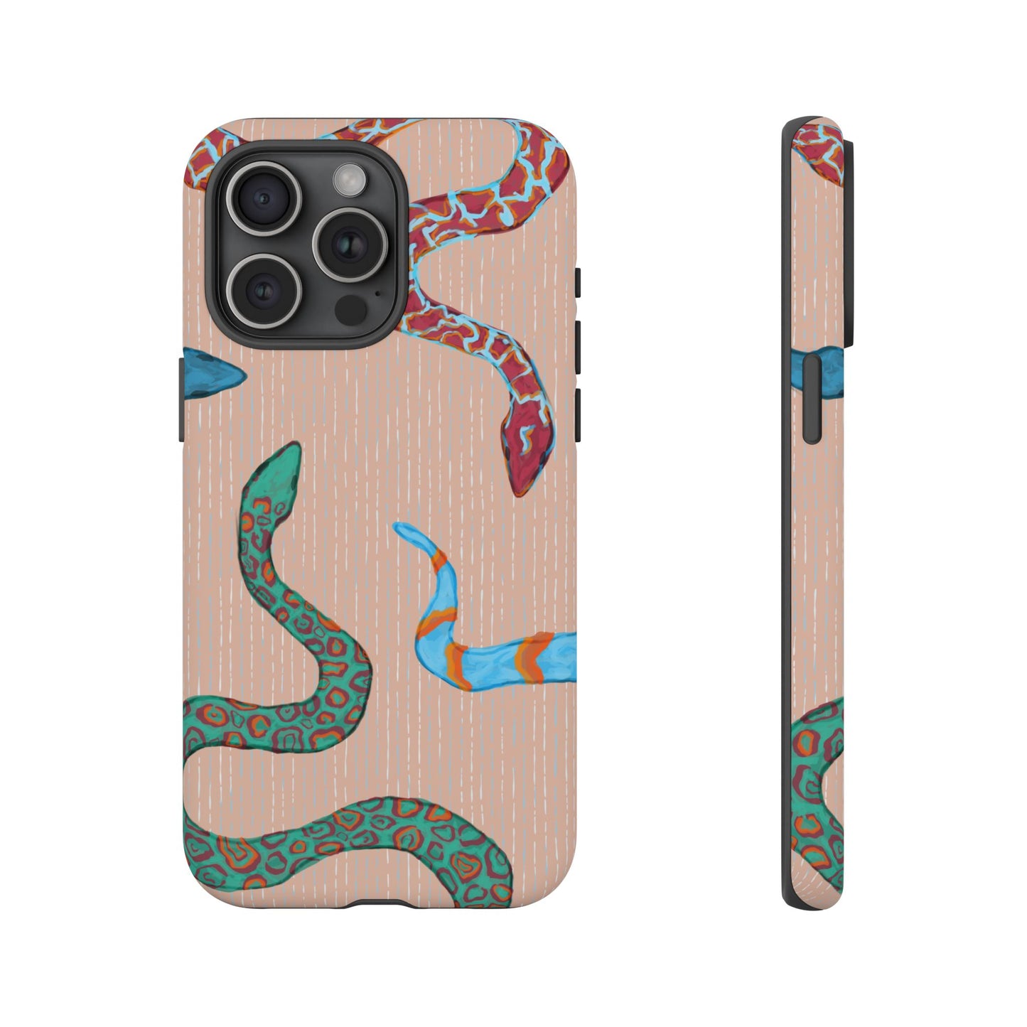 Colorful Snake Phone Case, Tough Phone Case, Unique Phone Cover, Animal Print Case, Gifts for Her, Trendy Accessories