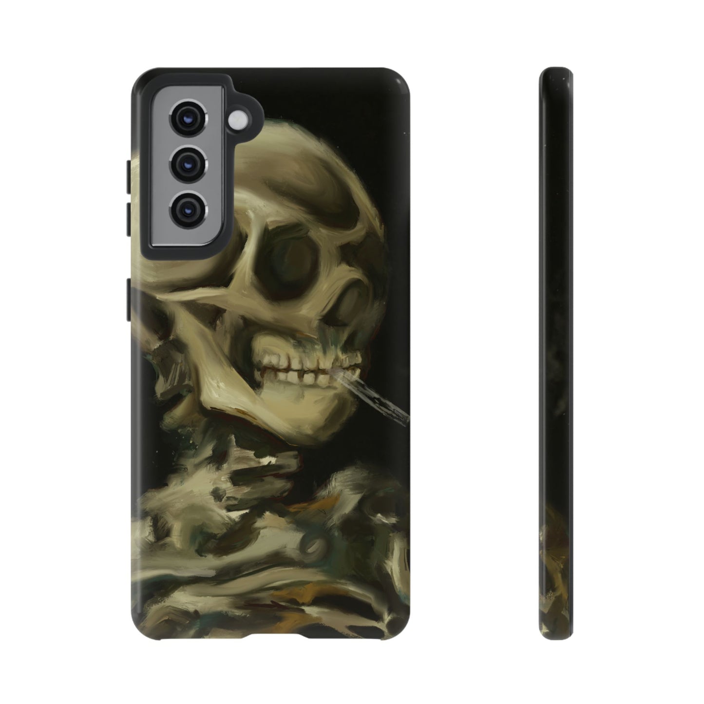Skull Phone Case - Tough Cases, Macabre Style, Unique Accessories, Perfect for Halloween, Gothic Decor, Edgy Gift Idea | Van Gogh Reimagined, Abstract Twist on  Van Gogh's Skeleton with Burning Cigarette