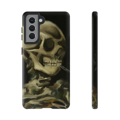 Skull Phone Case - Tough Cases, Macabre Style, Unique Accessories, Perfect for Halloween, Gothic Decor, Edgy Gift Idea | Van Gogh Reimagined, Abstract Twist on  Van Gogh's Skeleton with Burning Cigarette