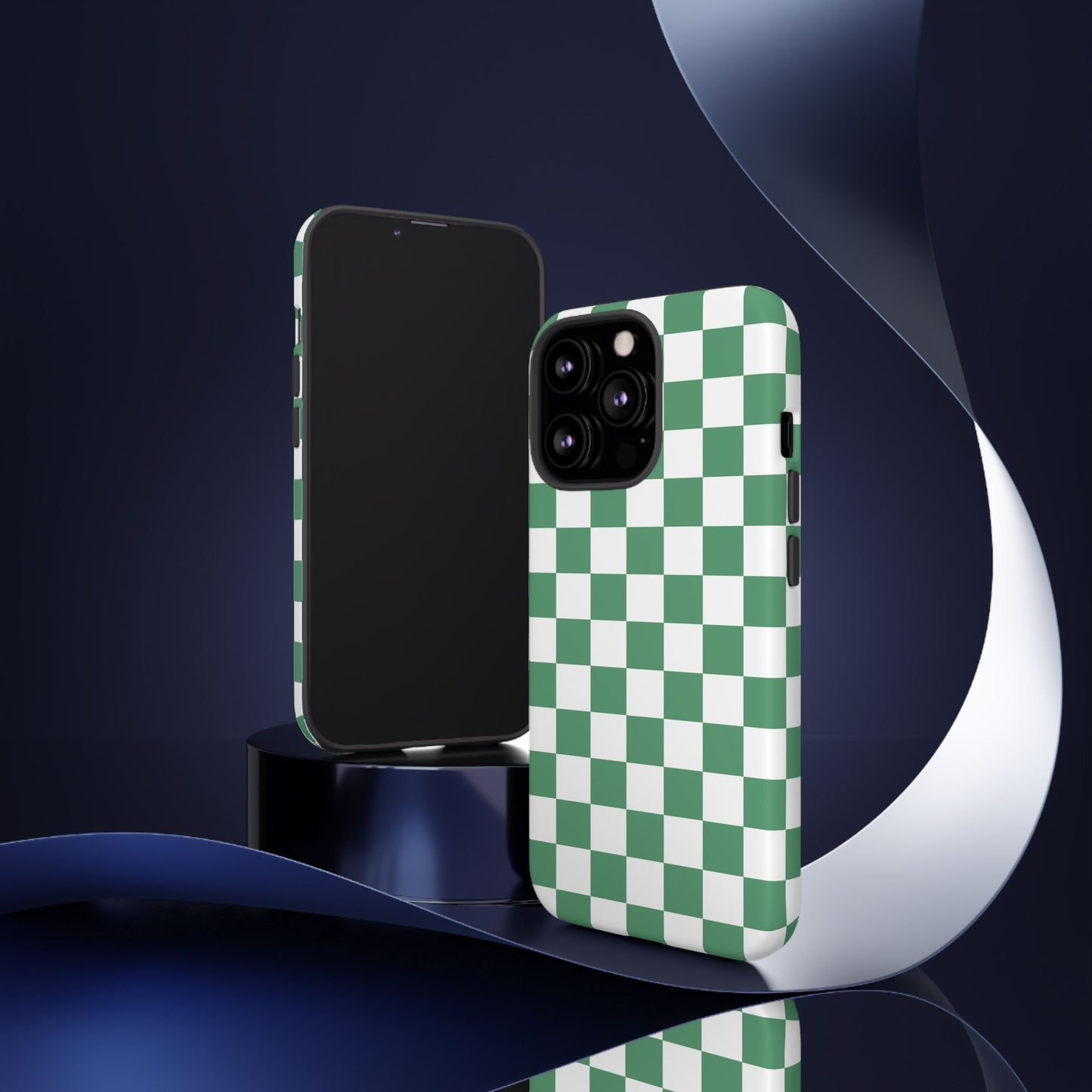 Stylish Phone Case - Green Checker Print, Trendy Phone Cover, Unique Gift, Modern Accessories, Eco-Friendly Case
