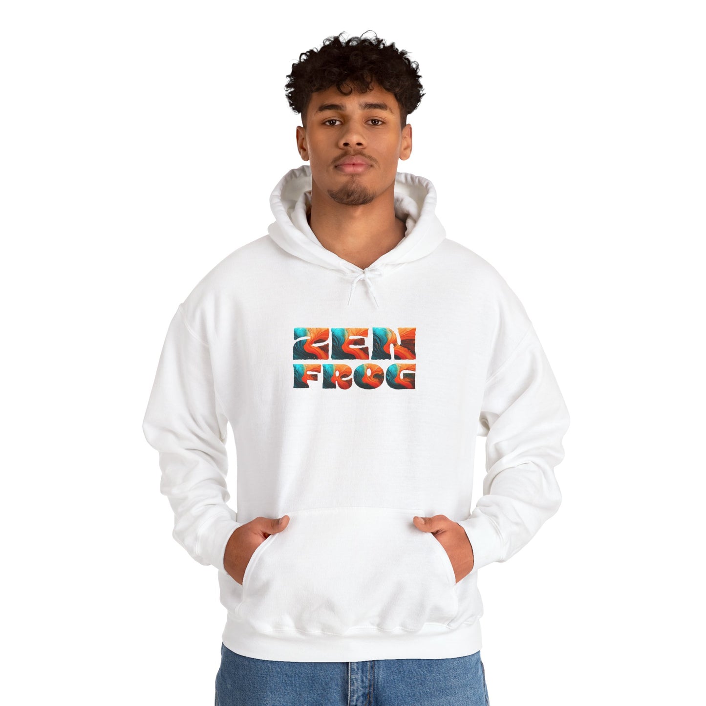 Zen Frog & Moon Unisex Hoodie, Cozy Sweatshirt for Relaxation, Gifts for Nature Lovers, Festival Wear, Everyday Comfort