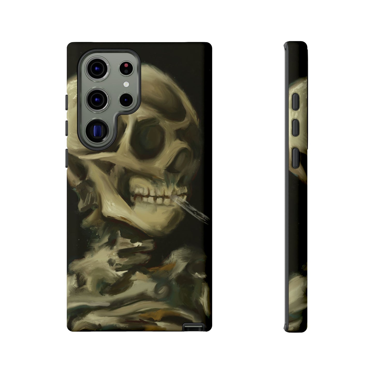 Skull Phone Case - Tough Cases, Macabre Style, Unique Accessories, Perfect for Halloween, Gothic Decor, Edgy Gift Idea | Van Gogh Reimagined, Abstract Twist on  Van Gogh's Skeleton with Burning Cigarette