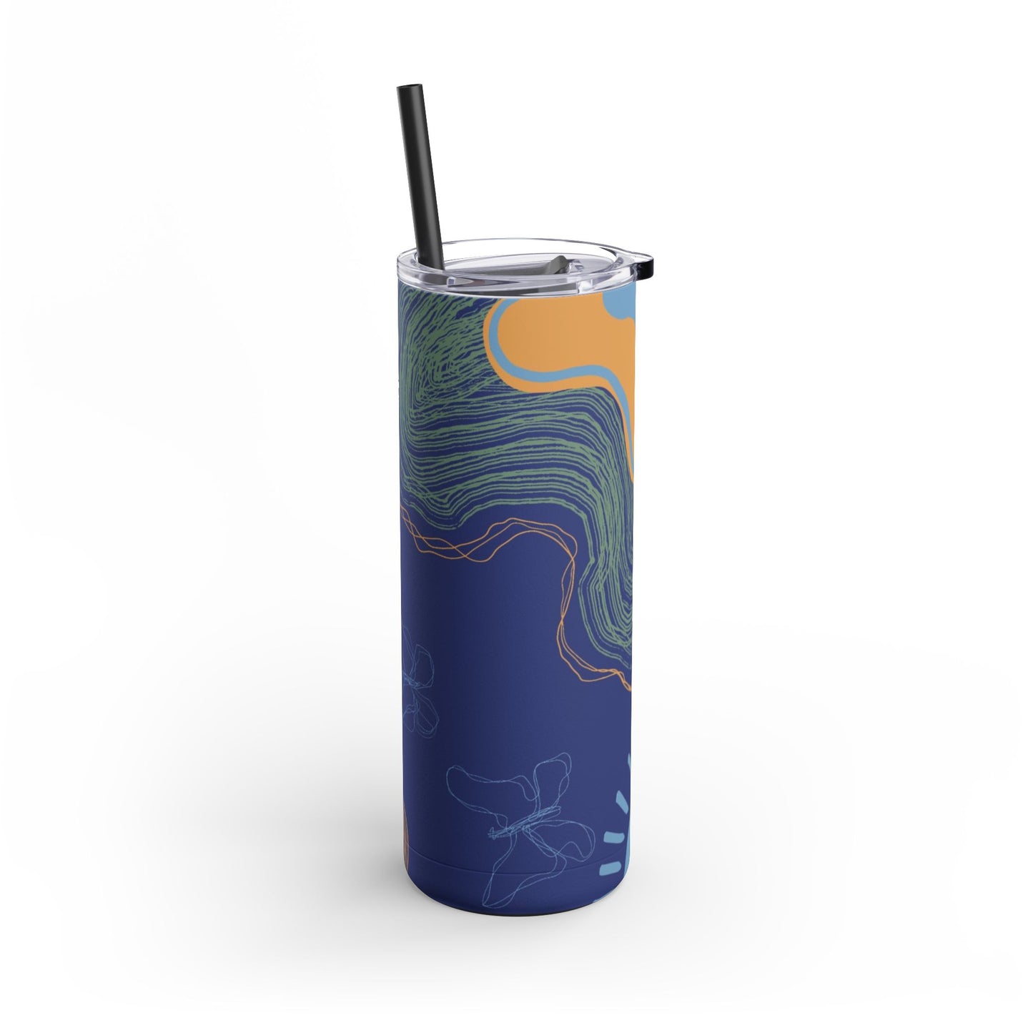 Boho Abstract Art Tumbler, 20oz Skinny Travel Mug, Stylish Drinkware for Camping, Gifts for Her, Home Decor
