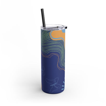 Boho Abstract Art Tumbler, 20oz Skinny Travel Mug, Stylish Drinkware for Camping, Gifts for Her, Home Decor