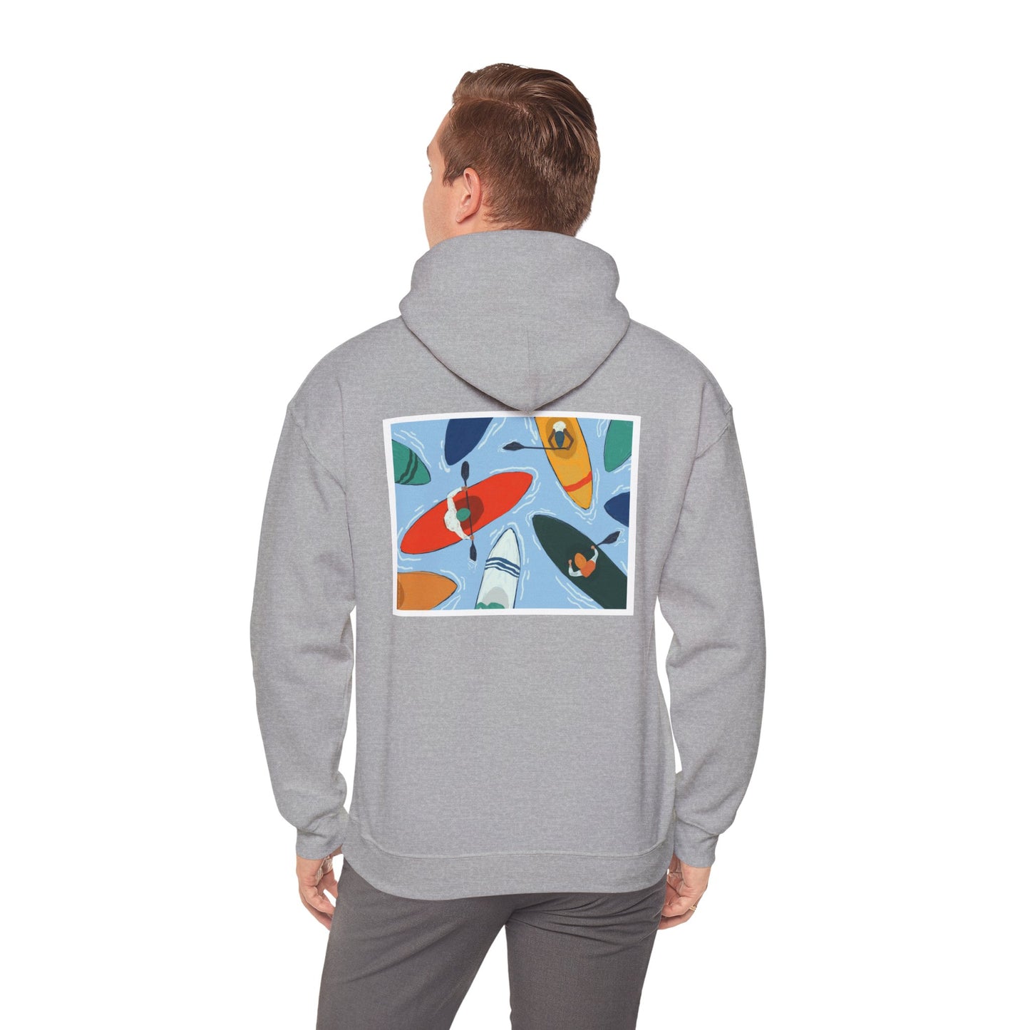 Serene Adventure Hoodie with Lotus Design, Eco-Friendly Sweatshirt for Outdoors, Yoga, Surfing, Beach Days, Mindfulness, Gift for Her, Gift for Him, Kayak Sweatshirt, Outdoor Designs