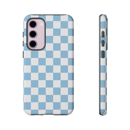 Blue Checkered Phone Case, Tough Phone Cover, Stylish Mobile Protector, Unique Gift for Him/Her, Trendy Accessories for Holidays