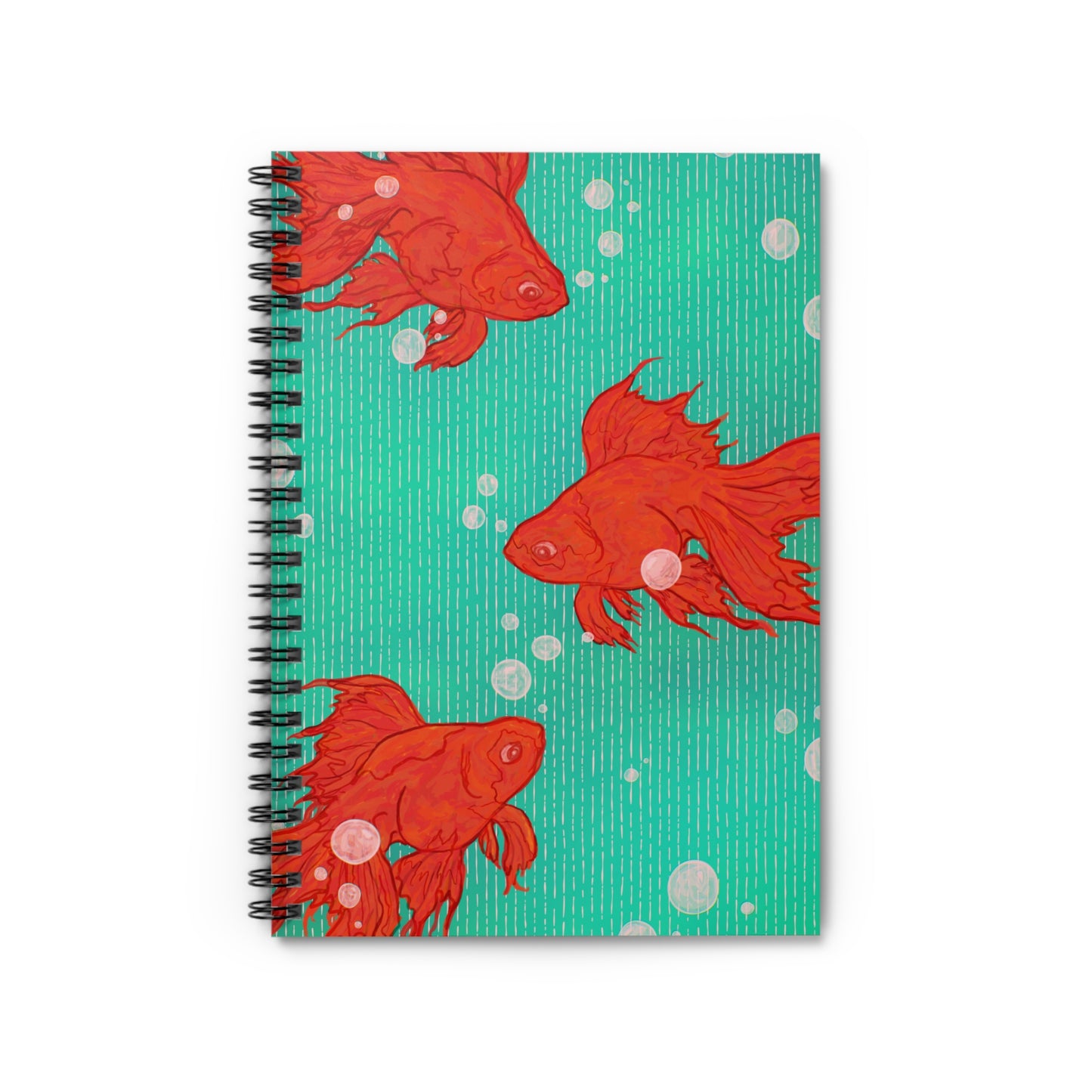 Colorful Fish Spiral Notebook - Perfect for Journaling, School Notes, Gift for Writers, Aqua Fish Design, Cute Stationery, Goldfish Art Journal