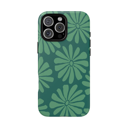 Stylish iPhone Case, Floral Phone Cover, Tough Phone Cases, Green Daisy Design, Unique Gift for Her, Spring Accessories