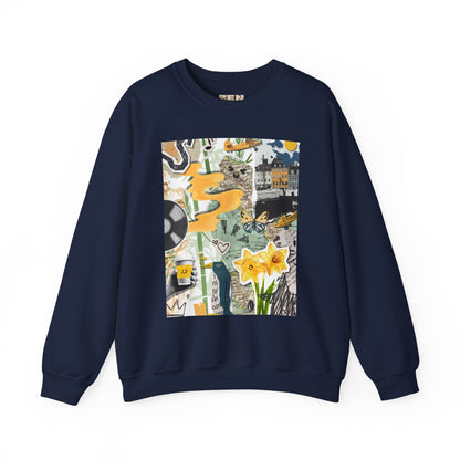Vibrant Art Sweatshirt for Creatives, Cozy Fall Layering, Gift for Artists, Unique Graphic Pullovers, Casual Everyday Wear, Abstract, Vintage, Collage, Crewneck, Cool Hoodies