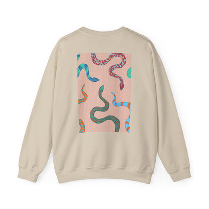 Funky Snake Unisex Crewneck Sweatshirt, Cozy Apparel, Unique Gift, Snake Art, Relaxed Style, Perfect for Casual Outings