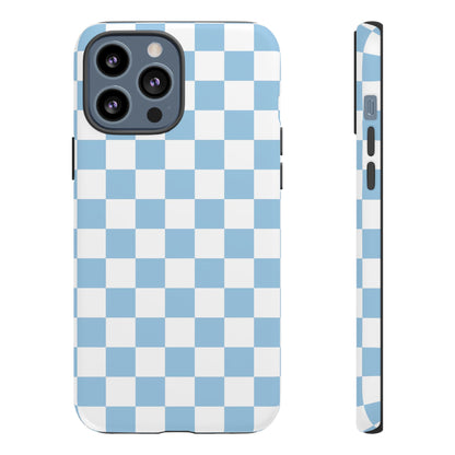 Blue Checkered Phone Case, Tough Phone Cover, Stylish Mobile Protector, Unique Gift for Him/Her, Trendy Accessories for Holidays