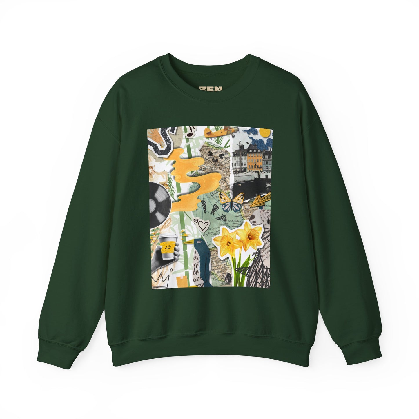 Vibrant Art Sweatshirt for Creatives, Cozy Fall Layering, Gift for Artists, Unique Graphic Pullovers, Casual Everyday Wear, Abstract, Vintage, Collage, Crewneck, Cool Hoodies