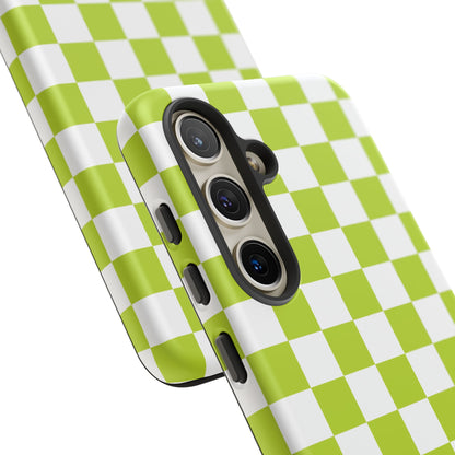 Lively Checker Pattern Phone Case | Tough Cases, Green Checkered Design, Unique Cell Phone Cover, Trendy Accessory, Gift Idea