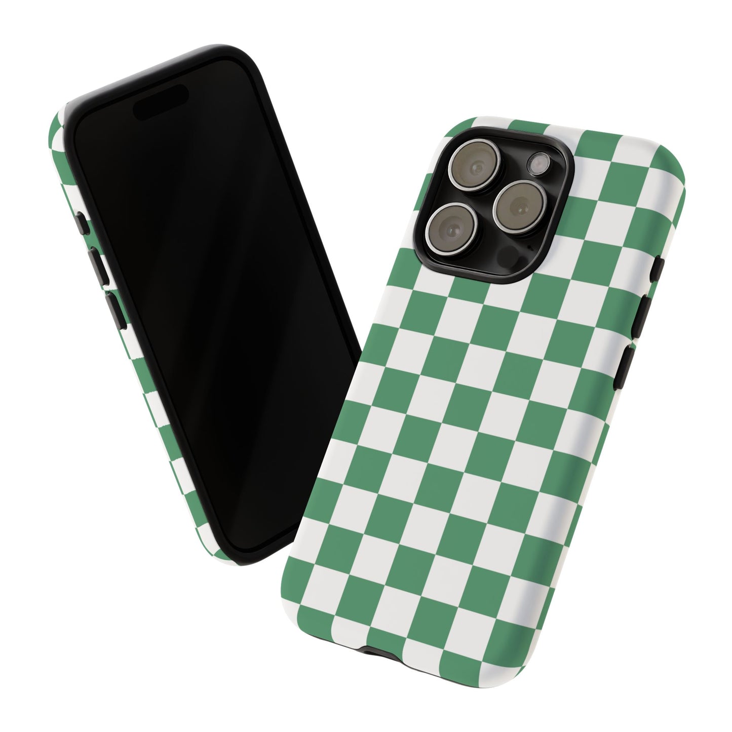 Stylish Phone Case - Green Checker Print, Trendy Phone Cover, Unique Gift, Modern Accessories, Eco-Friendly Case