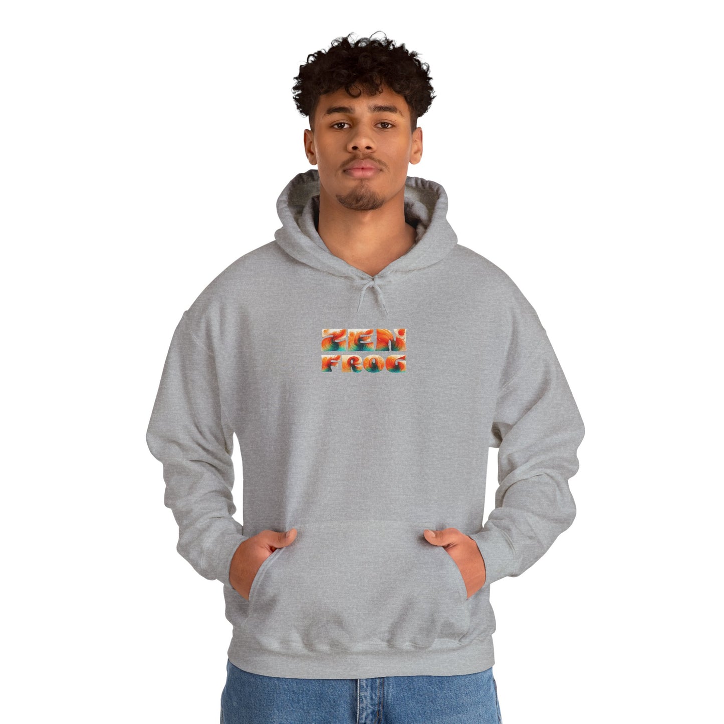 Zen Frog Hooded Sweatshirt - Cozy Unisex Hoodie, Casual Wear, Spring Fashion, Unique Gifts, Streetwear Style, Simple Moon Design, Gift for Him, Gift for Her