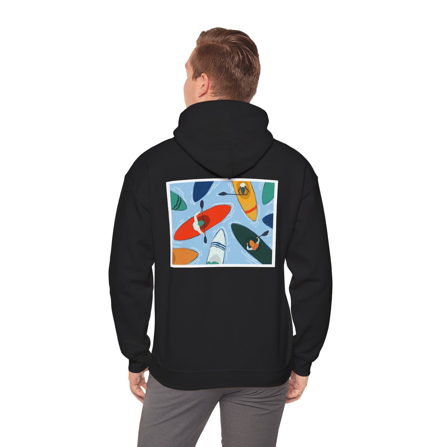 Serene Adventure Hoodie with Lotus Design, Eco-Friendly Sweatshirt for Outdoors, Yoga, Surfing, Beach Days, Mindfulness, Gift for Her, Gift for Him, Kayak Sweatshirt, Outdoor Designs