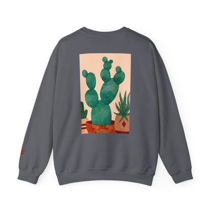 Cactus Art Crewneck Sweatshirt - Cozy unisex pullover, perfect for plant lovers, everyday wear, gifts for him/her, and casual outings